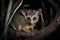 Bushbaby or galago at night in a tree. Amazing wildlife. Generative Ai