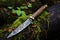 a bushcraft knife a branch for shelter construction