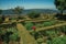 Bushes in a flowered garden next to the Marvao Castle