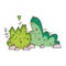 Bushes foliage stones nature cartoon isolated icon design