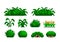 bushes with grass in the style of pixel art. Tropical shrub. 8-bit sprite. Game development, mobile application