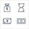 busines and finace line icons. linear set. quality vector line set such as cash, yens, hourglass