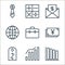 busines and finace line icons. linear set. quality vector line set such as statistics, bars, percentage, yens, briefcase, world,