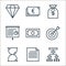busines and finace line icons. linear set. quality vector line set such as team, paper, hourglass, targets, cash, project, cost,