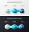 Business 3 step data visualization design layout. Amazing colorful 3D balls corporate statistics infographic set.