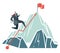 Business achievement. Success ambition businessman climbing path to top of mountain like to target vector concept