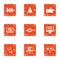 Business administration icons set, grunge style