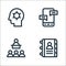 business administration line icons. linear set. quality vector line set such as contact book, conference, message