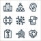 business administration line icons. linear set. quality vector line set such as partnership, target, dress code, message,