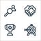 business administration line icons. linear set. quality vector line set such as target, trophy, partnership