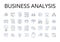 Business analysis line icons collection. Market research, Financial planning, Sales analytics, Risk assessment, Project