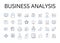 Business analysis line icons collection. Market research, Financial planning, Sales analytics, Risk assessment, Project