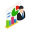 Business analytic icon isometric vector. Manager making business presentation