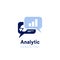 Business Analytic statistic consulting logo symbol with diagram stats graphic inside bubble talk chat icon