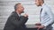 Business anger conflict hd. Two businessmen shout violently and swear at each other.