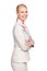 Business as usual. Studio portrait of a businesswoman standing with her arms folded against a white background.