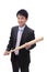 Business asian man take baseball bat