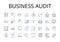 Business audit line icons collection. Financial review, Performance assessment, Operations evaluation, Market analysis