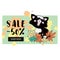 Business Autumn Color Vector Illustration CAT SALE BANNER for Digital Print on any subjects