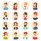 Business avatars. Colored web pictures of male and females office managers vector portraits in cartoon style