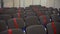 business background.Slow panning shot showing a conference or meeting room with empty chairs