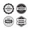 Business badges vector set in retro vintage design style. Abstract logo. Premium quality. Best price. Original brand. Genuine