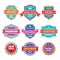 Business badges vector set in retro vintage design style. Abstract logo. Premium quality. Satisfaction guaranteed. Original brand.