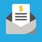 Business, Banking and Finance icon, invoice transaction history mailbox