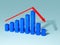 Business and bankruptcy concept. Bankrupt graph with recession