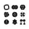 Business black glyph icons set on white space