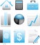 Business blue icons set