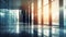 Business blur background office building lobby hall interior of white empty room with blurry light from glass wall window