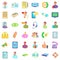 Business breakfast icons set, cartoon style