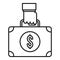 Business bribery money case icon, outline style