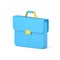 Business briefcase 3d. Blue document bag with gold handle and clasp