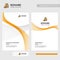 Business brochure design with orange theme and labour logo vector