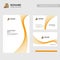 Business brochure design with orange theme and labour logo vector