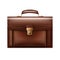 Business brown, black leather briefcase with metal clasp, isolated on transparent background