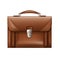 Business brown, black leather briefcase with metal clasp, isolated on transparent background