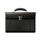 Business brown, black leather briefcase with metal clasp, isolated on transparent background