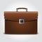 Business brown briefcase on blue