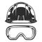 Business builder hard hat with safety glasses from new construction and remodeling house illustration