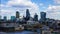 Business buildings and Thames River, panoramic view, London, Uk, Time Lapse