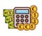 business calculator euro dollar banknote coins