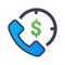 Business call, business conversation phone icon with chat bubble and dollar sign. money talk. Stock Vector illustration