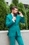 Business call. Stylish guy wear tuxedo. Stay connected. Businessman talk mobile phone. Handsome bearded man with cell