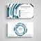 Business card with abstract technical blue round template