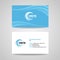 Business card background Template - Blue sky Wave style vector design