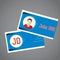 Business card with blue arrow ribbon