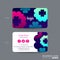 Business card design with vibrant pink, blue, aqua color of flower shape elements background